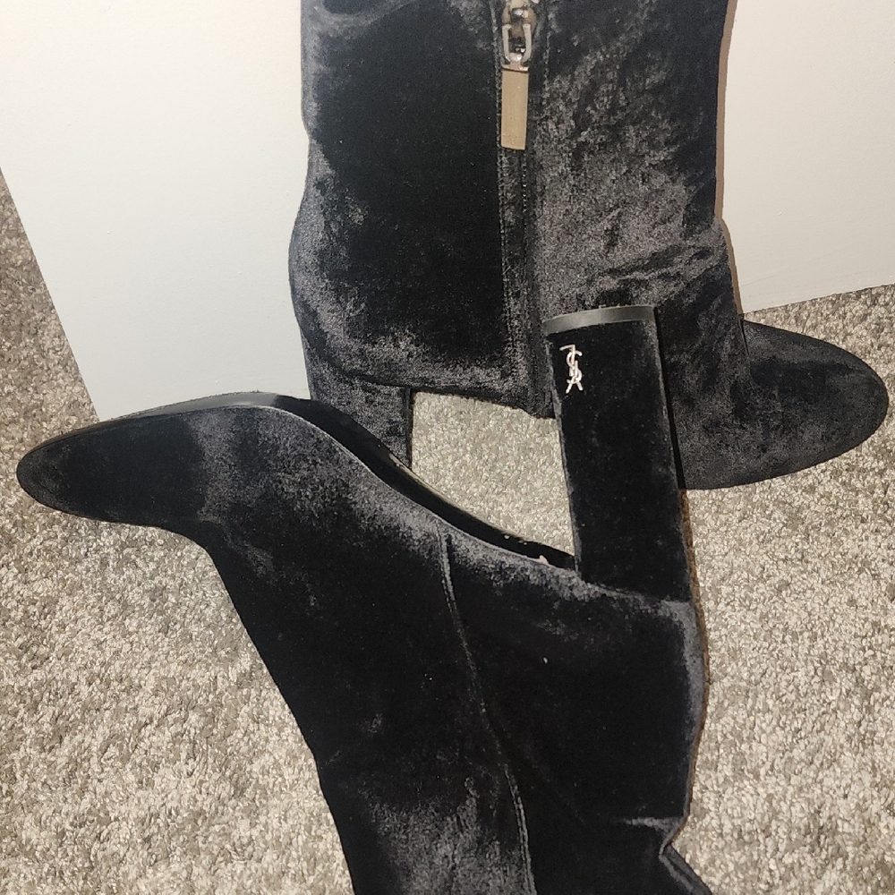 Yves Saint Laurent Black Velvet Ankle Boots - Picture 5 of 14